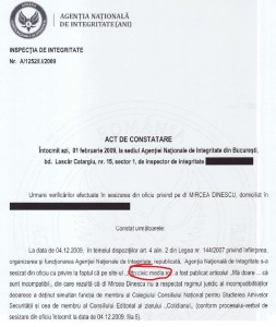 Act de Constatare ANI Dinescu CNSAS Civic Media