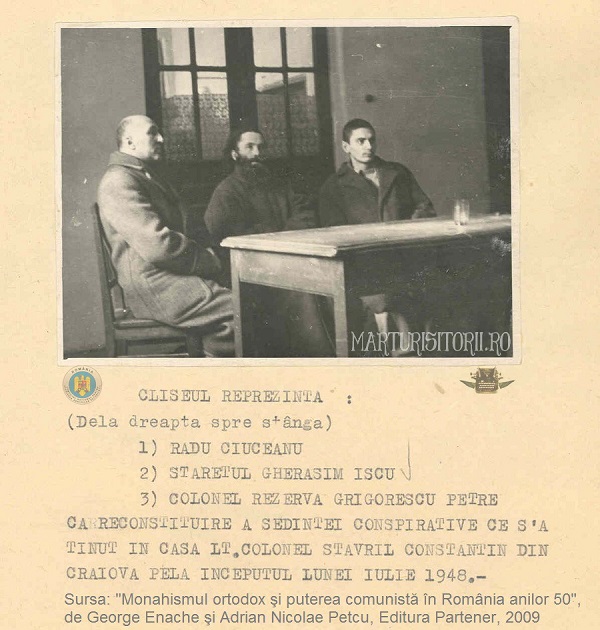 Parintele martir Gherasim Iscu - staret Tismana, col Petre Grigorescu si Radu Ciuceanu la reconstituirea Securitatii 1948 - CNSAS - Marturistorii Ro via Roncea Ro