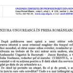 Uniunea Ziaristilor Profesionisti din Romania cere Ambasadei Ungariei scuzele oficiale pentru jignirea presei romane si retragerea atasatului-derbedeu