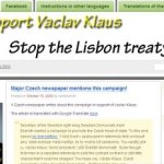 NU TRATATULUI DE LA LISABONA. Campanie: Sprijiniti-l pe Vaclav Klaus sa blocheze proiectul UE-URSS