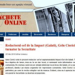 Anchete Online dezvaluie rezultatele campaniei Civic Media “Voci Curate” in presa din provincie: Redactorul-sef de la Impact (Galati), Gelu Ciorici, reclama infidelii regimului comunist la Securitate