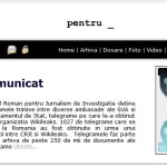 CRJI, un organ de investigatii transparent doar cu Patriciu si Voiculescu. Numai Kamikazeonline.ro publica telegramele Wikileaks in original. Au ajuns la 12 din 1027. Hotnews, frectie la piciorul de lemn al lui Vintu. Hais la Basescu, cea la Rusia