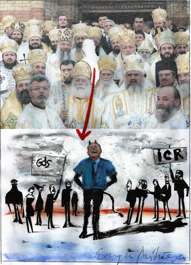 Desen de Eugen Mihaescu - Protest fata de Traian Basescu, ICR si GDS