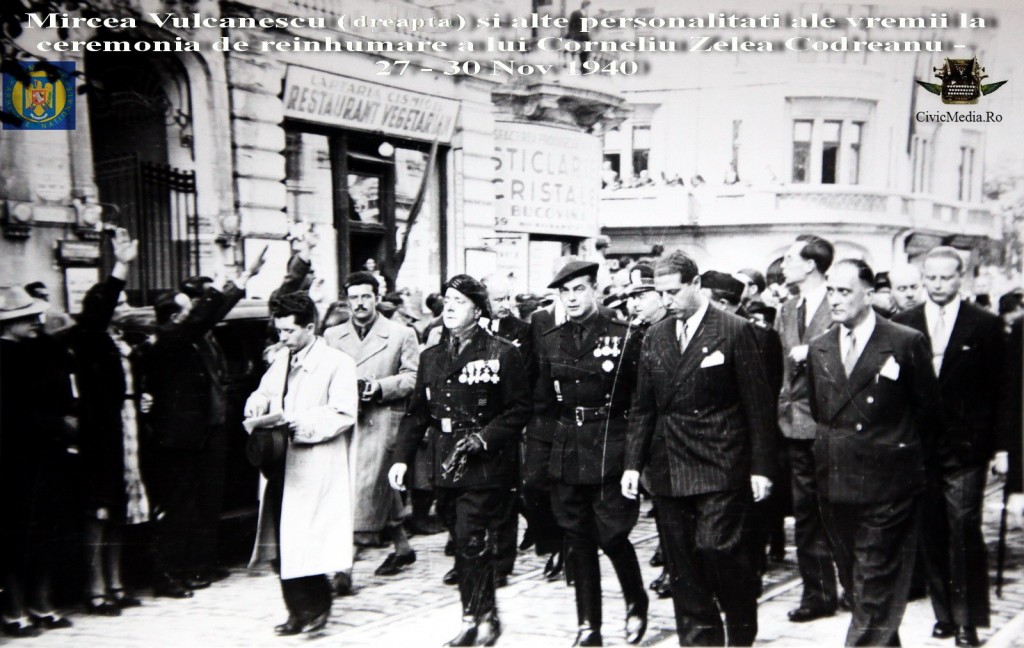 Mircea Vulcanescu la reinhumarea Capitanului Miscarii Legionare - nov 1940 - Civic Media