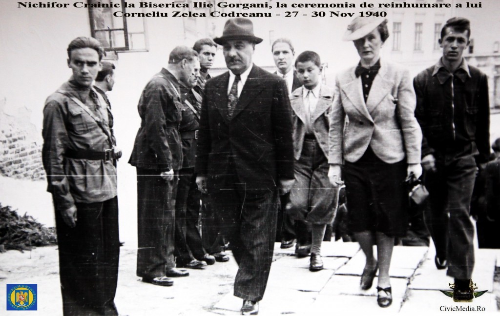 Nichifor Crainic si sotia la reinhumarea Capitanului Miscarii Legionare - Biserica Ilie Gorgani - nov 1940 - Civic Media