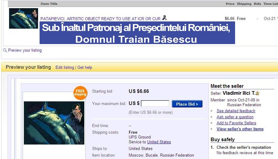 Genitalul Patapievici KGB ICR Tismaneanu Basescu E-bay