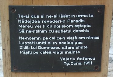Placa Troita Valeriu Gafencu Sfantul Inchisorilor Targu Ocna