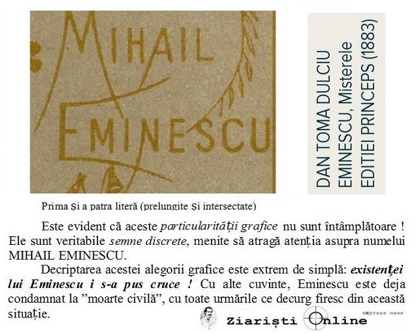 Lui Eminescu i s-a pus cruce - detaliu de pe coperta editiei Princeps a Poesiilor editate de Maiorescu