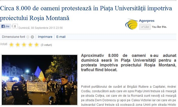 Agerpres Rosia Montana proteste Piata Universitatii