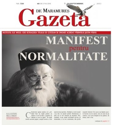 Manifest pentru normalitate - Gazeta de Maramures - Parintele Justin Parvu - Baia Sprie - Sept 2013