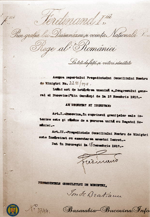 1-Bucovina-pururea-unita-cu-Regatul-Romaniei-Decretul-Regelui-Ferdinand-18-Dec-1918-Basarabia-Bucovina.Info_