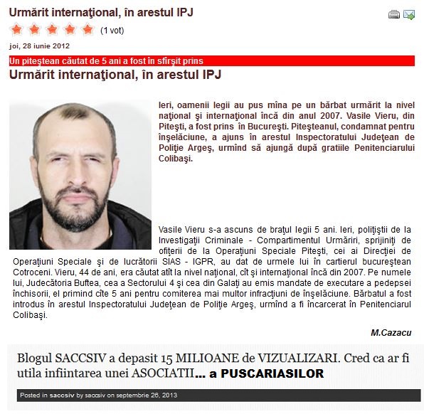 Infractorul escroc Vasile Vieru alias saccsiv - un informator folosit ca agent provocator al serviciilor de doi bani