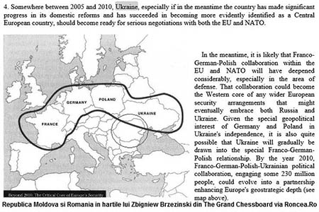 Harta lui Zbigniew Brzezinski pentru Ucraina, Moldova si Romania in 2010